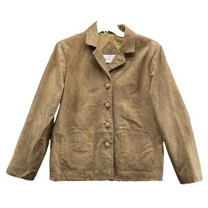 Jessica Holbrook Genuine Leather Coat Women Medium Snake Y2k Biker Chic Academia